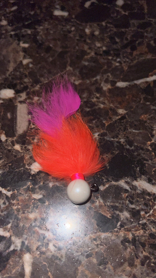 1/2 oz jig white head orange pink body