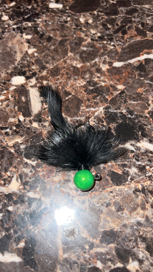 1/2 oz jig green head black body