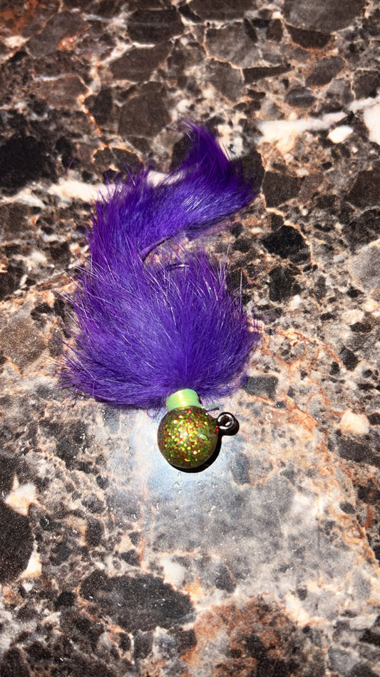 1/2 oz jig green red disco head purple body